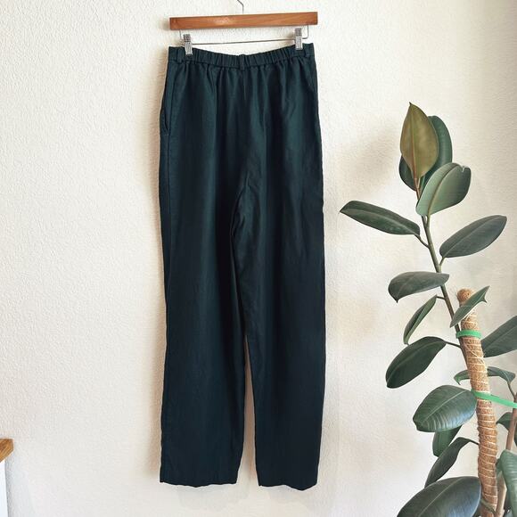 Eileen Fisher Wide Leg 100% Linen Trouser Pants Large Pleated Minimalist Classic - Picture 3 of 9